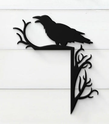 crow metal sign for door frame